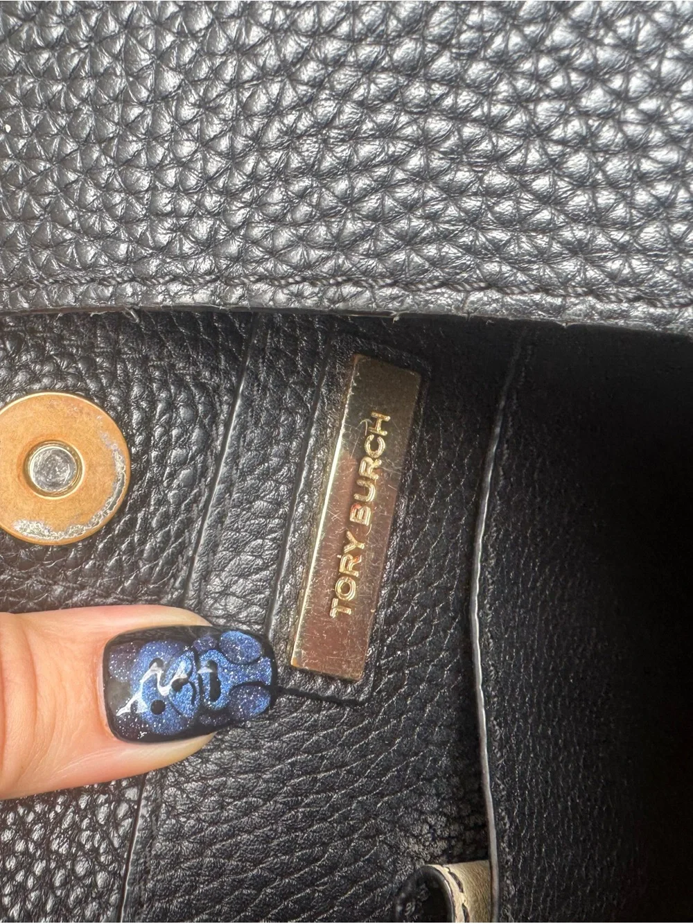 Tory Burch Black Pebbled Leather Hobo with Logo Medallion